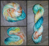 Peaqua - Hand dyed yarn - SW Merino 100g - Choose your base - knitting crocheting weaving quick knit -Fingering weight yarn - 400 + yards 100g - peach aqua pastel spatter dyed speckled