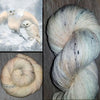 Snow Owl - Hand dyed yarn Merino Fingering Weight white pastel aqua cream spatter black