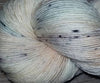 Snow Owl - Hand dyed yarn Merino Fingering Weight white pastel aqua cream spatter black