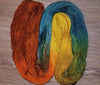 Steampunk- Hand dyed yarn - Merino Fingering yellow orange teal