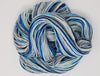 Steller's Jay- Hand dyed yarn -Merino Fingering White grey black blue