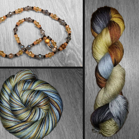 Unconditional - Hand dyed yarn -Merino Fingering Weight Caramel green blue black